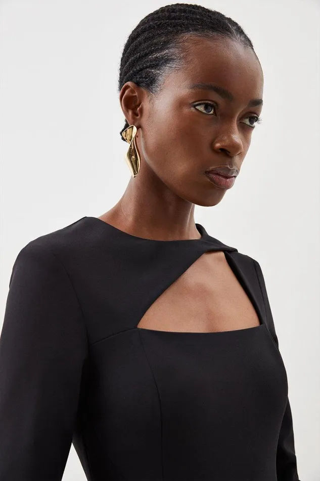 Dresses Women Karen Millen Tailored Stretch Crepe Asymmetric Panel Pencil Dress Black