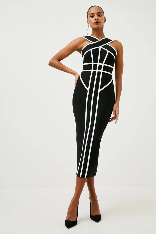 Dresses Women Karen Millen Tall Figure Form Bandage Cross Front Knit Midi Dress Mono Dresses Women Karen Millen Tall Figure Form Bandage Cross Front Knit Midi Dress Mono