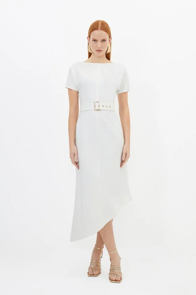 Dresses Women Karen Millen Waterfall Hem Belted Short Sleeve Ponte Jersey Maxi Dress Ivory Dresses Women Karen Millen Waterfall Hem Belted Short Sleeve Ponte Jersey Maxi Dress Ivory