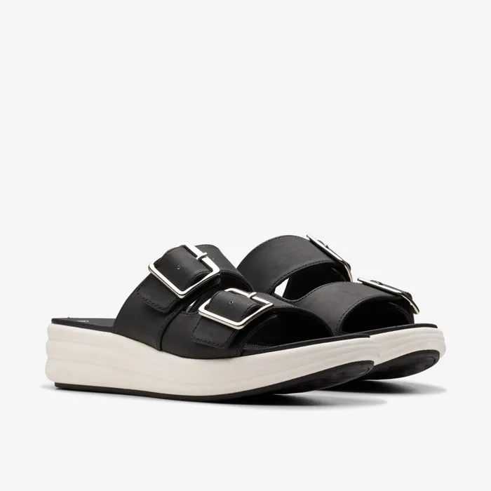 Drift Buckle Black Women Clarks Sandals and Flip Flops