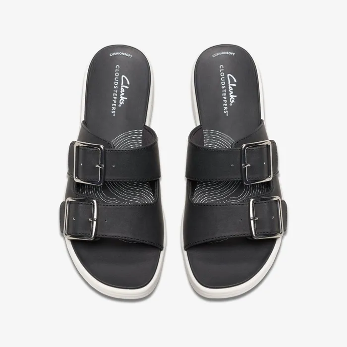 Drift Buckle Black Women Clarks Sandals and Flip Flops