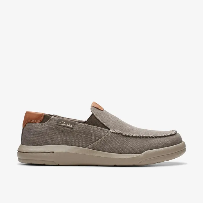 Driftlite Step Taupe Canvas Men Clarks Loafers and Slip Ons