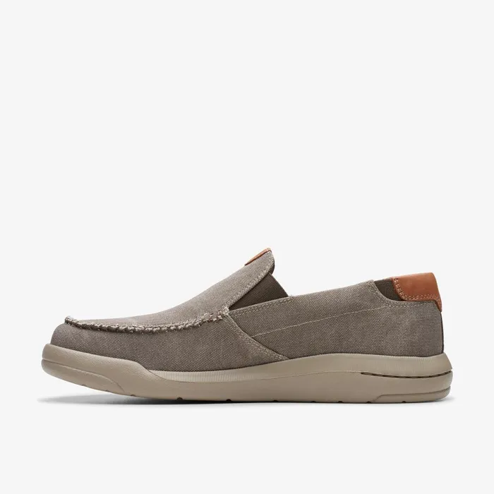 Driftlite Step Taupe Canvas Men Clarks Loafers and Slip Ons