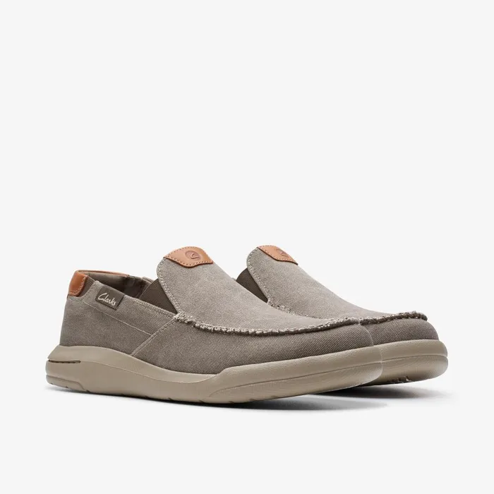 Driftlite Step Taupe Canvas Men Clarks Loafers and Slip Ons