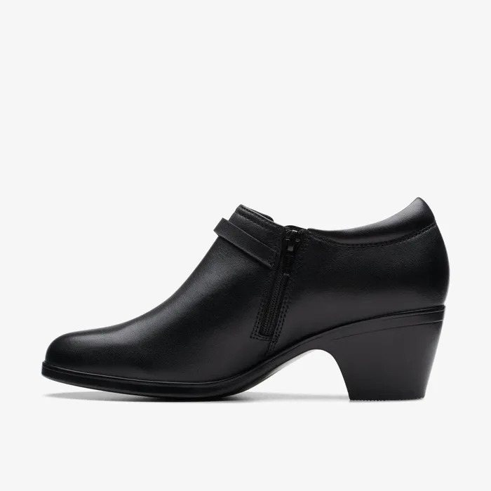 Emily 2 Erin Black Leather Women Clarks Heels and Pumps