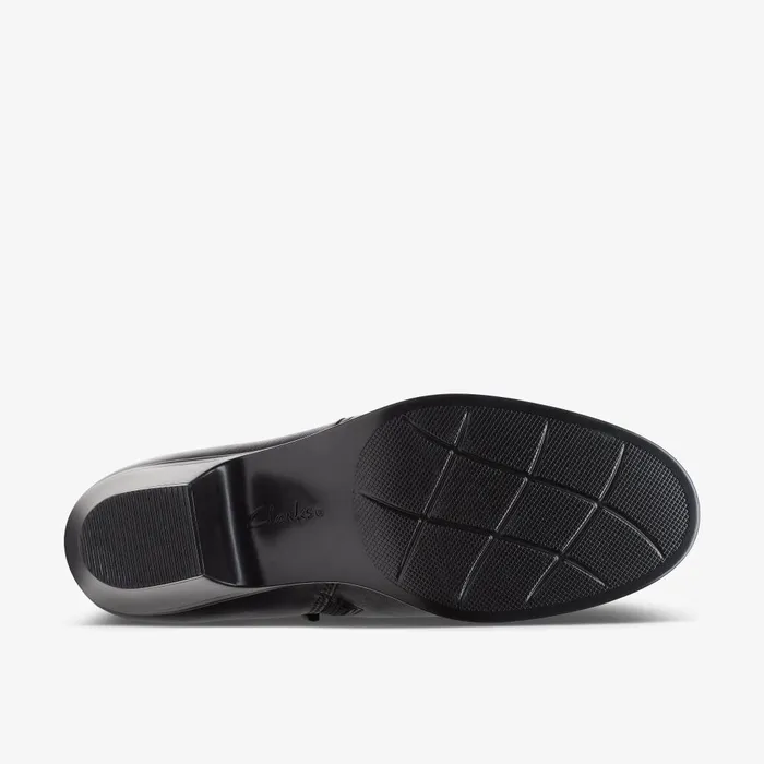 Emily 2 Erin Black Leather Women Clarks Heels and Pumps