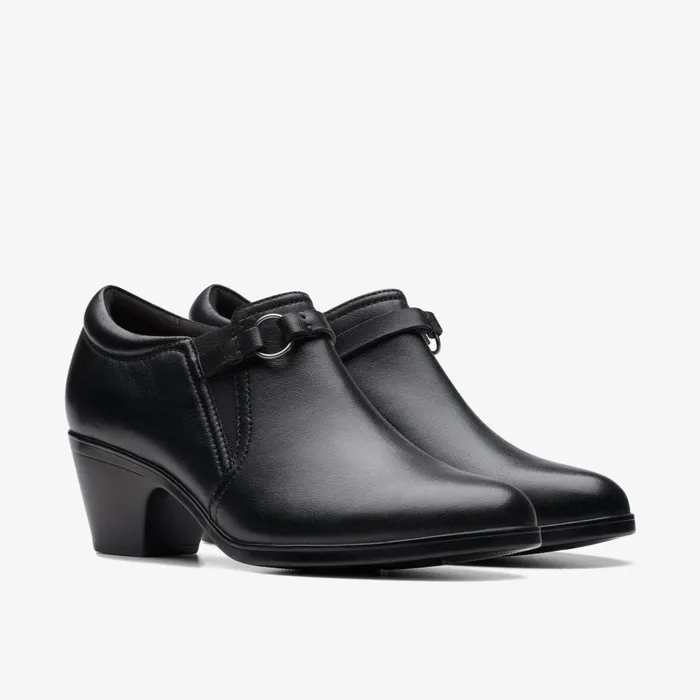 Emily 2 Erin Black Leather Women Clarks Heels and Pumps