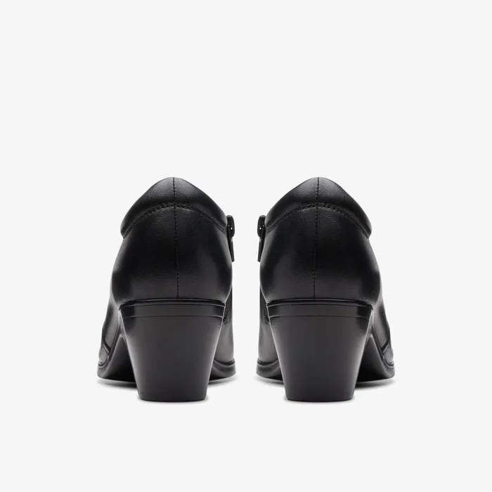 Emily 2 Erin Black Leather Women Clarks Heels and Pumps
