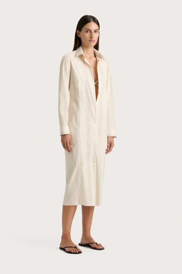 Faithfull The Brand Dresses En Vau Shirt Dress Foam Taupe Stripe 8211 Women Faithfull The Brand Dresses En Vau Shirt Dress Foam Taupe Stripe 8211 Women