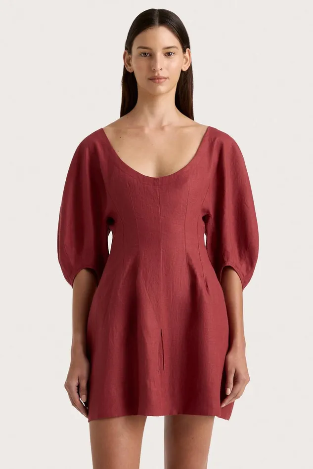 Faithfull The Brand Dresses Raynara Mini Dress Wine 8211 Women Faithfull The Brand Dresses Raynara Mini Dress Wine 8211 Women