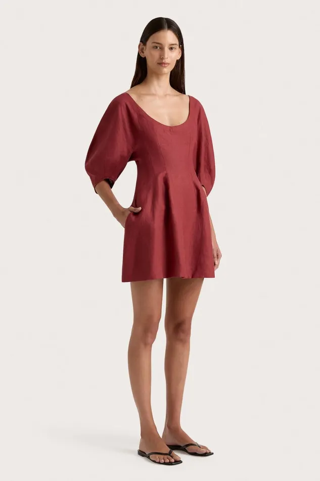Faithfull The Brand Dresses Raynara Mini Dress Wine 8211 Women Faithfull The Brand Dresses Raynara Mini Dress Wine 8211 Women