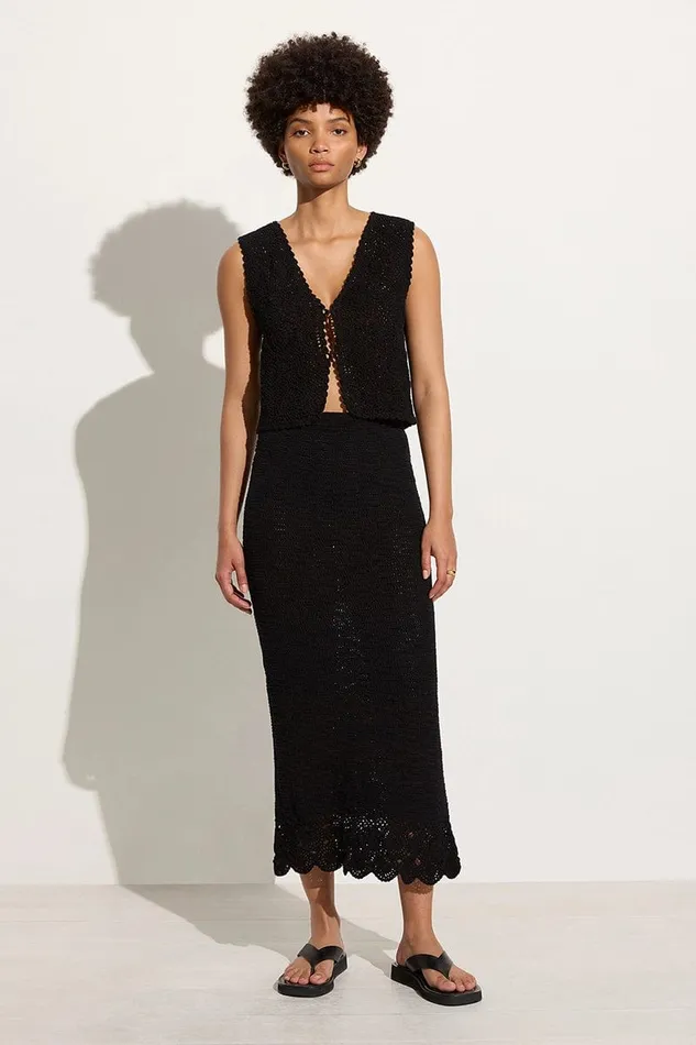 Faithfull The Brand Skirts and Shorts Lula Handmade Crochet Skirt Black 8211 Final Sale 8211 Women Faithfull The Brand Skirts and Shorts Lula Handmade Crochet Skirt Black 8211 Final Sale 8211 Women