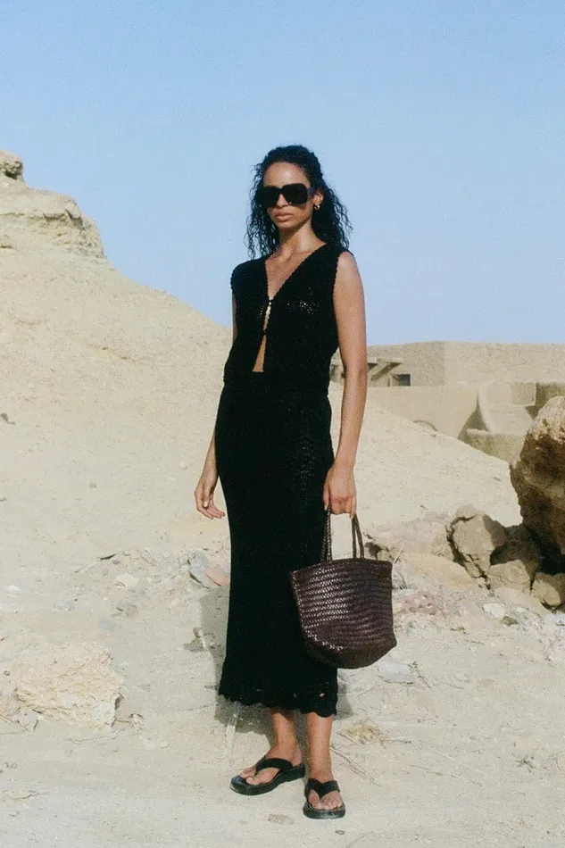 Faithfull The Brand Skirts and Shorts Lula Handmade Crochet Skirt Black 8211 Final Sale 8211 Women