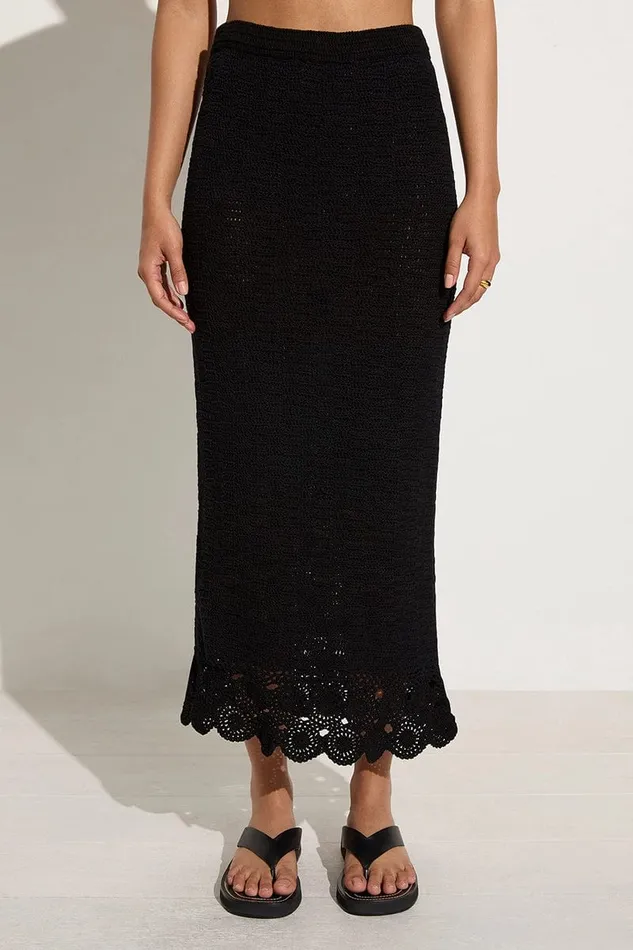 Faithfull The Brand Skirts and Shorts Lula Handmade Crochet Skirt Black 8211 Final Sale 8211 Women