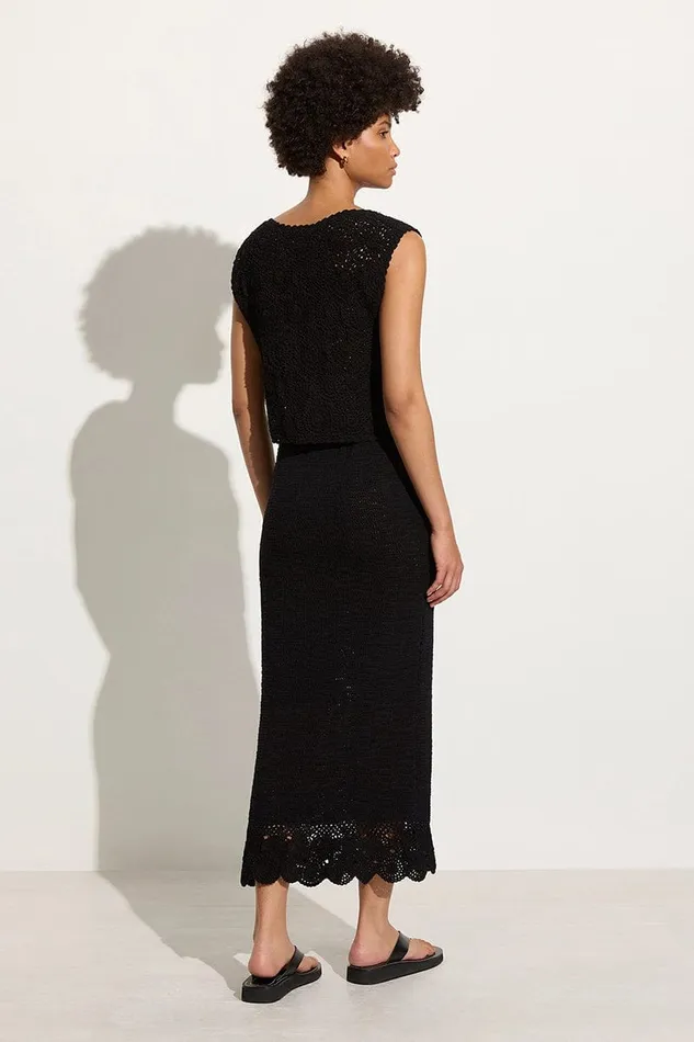 Faithfull The Brand Skirts and Shorts Lula Handmade Crochet Skirt Black 8211 Final Sale 8211 Women
