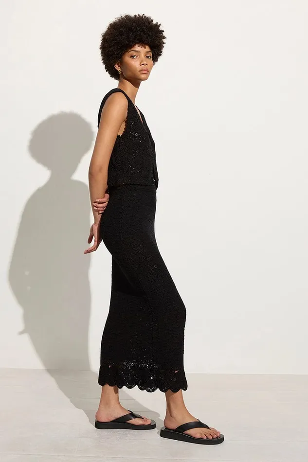 Faithfull The Brand Skirts and Shorts Lula Handmade Crochet Skirt Black 8211 Final Sale 8211 Women