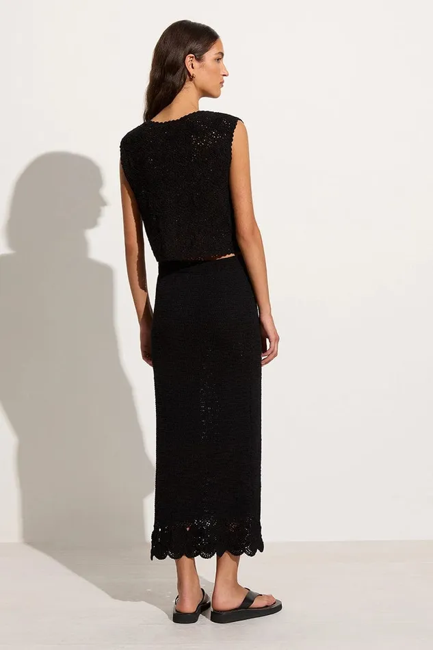 Faithfull The Brand Skirts and Shorts Lula Handmade Crochet Skirt Black 8211 Final Sale 8211 Women