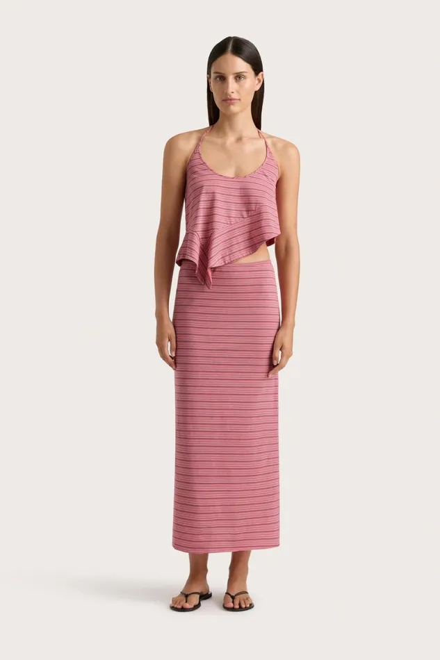 Faithfull The Brand Skirts and Shorts Maceio Midi Skirt Vermillion Stripe 8211 Women Faithfull The Brand Skirts and Shorts Maceio Midi Skirt Vermillion Stripe 8211 Women