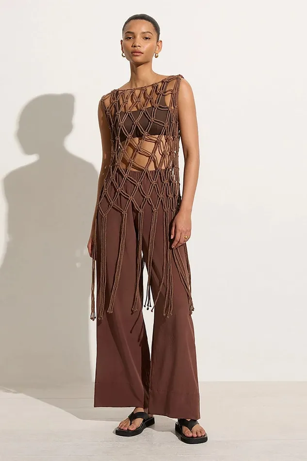 Faithfull The Brand Tops Amlia Macrame Tunic Mocha 8211 Final Sale 8211 Women Faithfull The Brand Tops Amlia Macrame Tunic Mocha 8211 Final Sale 8211 Women