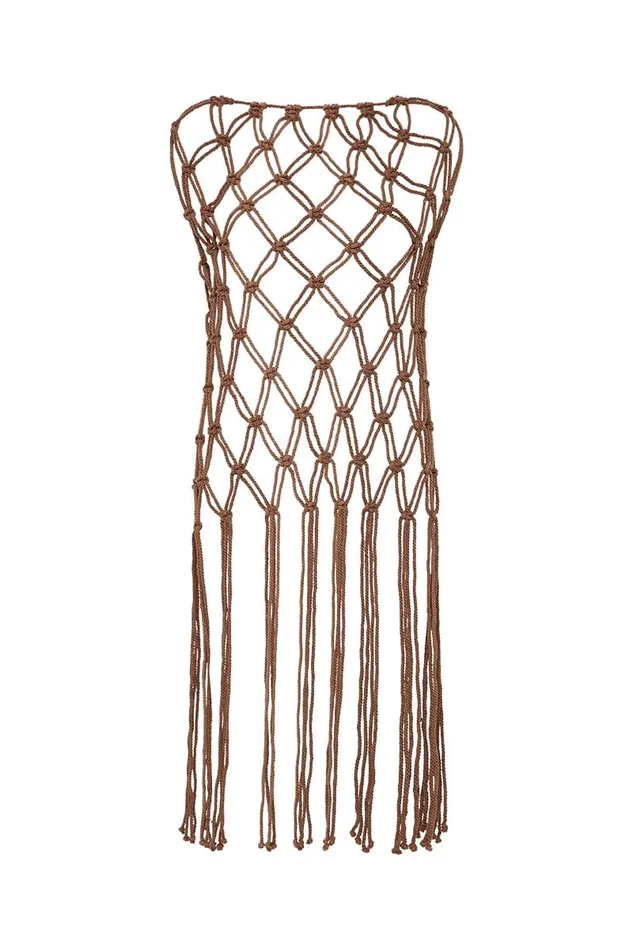 Faithfull The Brand Tops Amlia Macrame Tunic Mocha 8211 Final Sale 8211 Women