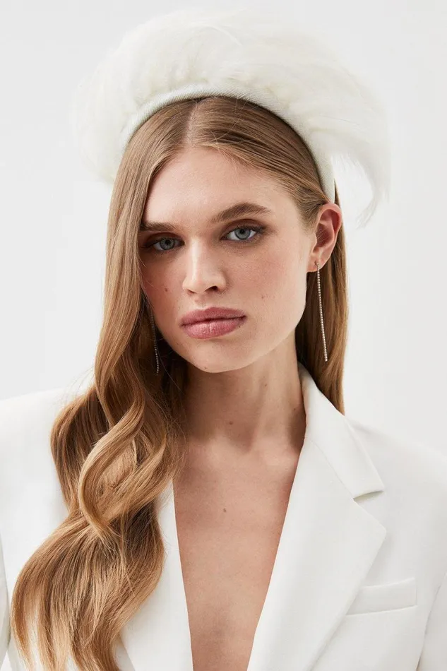 Fascinators Women Karen Millen Statement Feather Headband Ivory