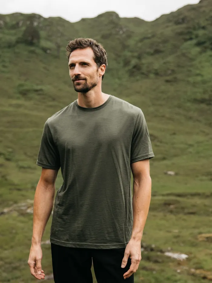 Finisterre Base Layers and Underwear Men Seeker Merino TShirt Olive