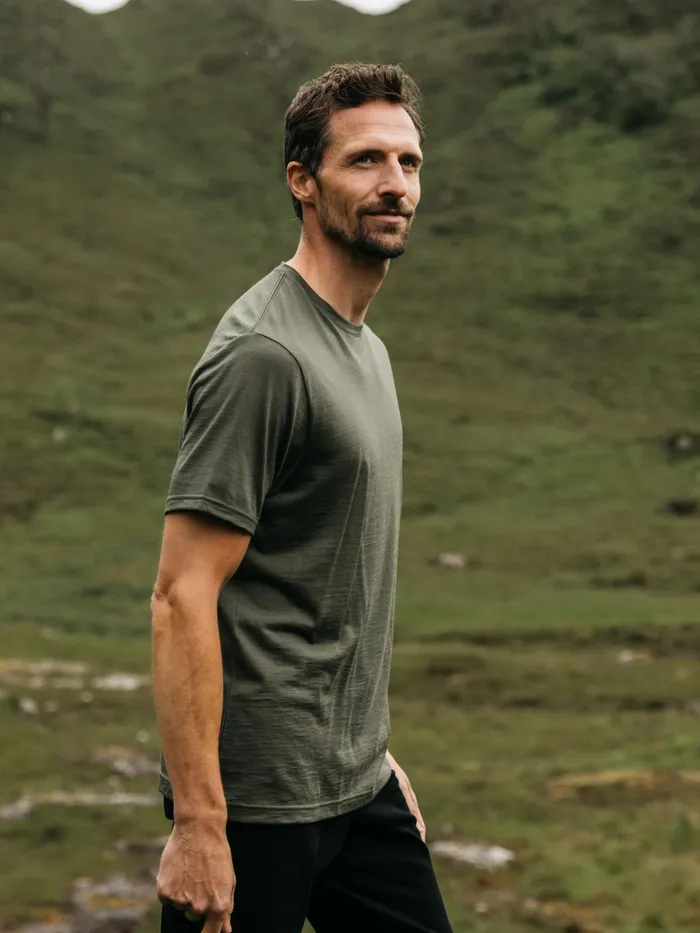 Finisterre Base Layers and Underwear Men Seeker Merino TShirt Olive