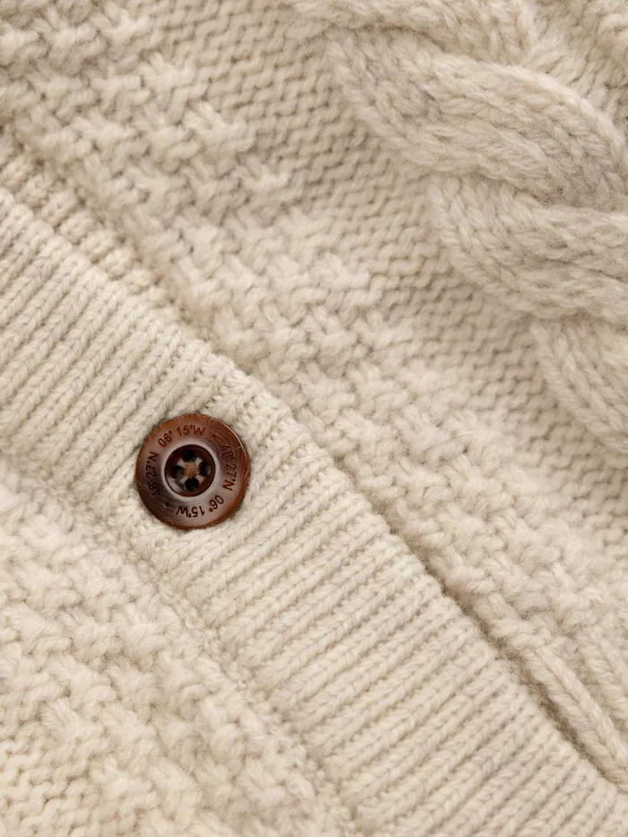 Finisterre Knitwear Women Ennis Cable Knit Cardigan Oatmeal