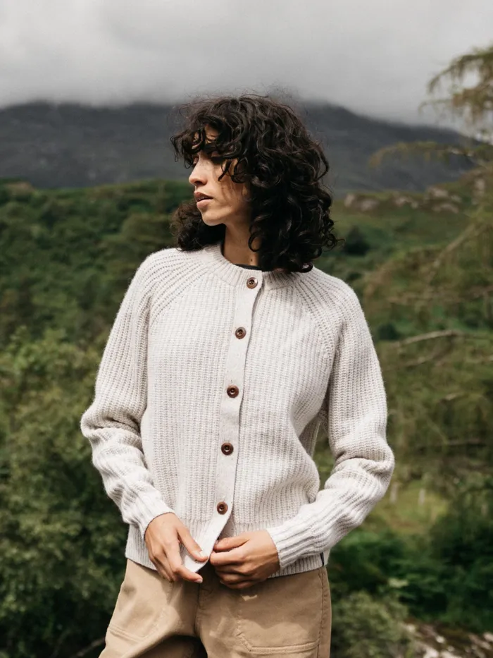 Finisterre Knitwear Women Mora Crew Neck Cardigan Ecru