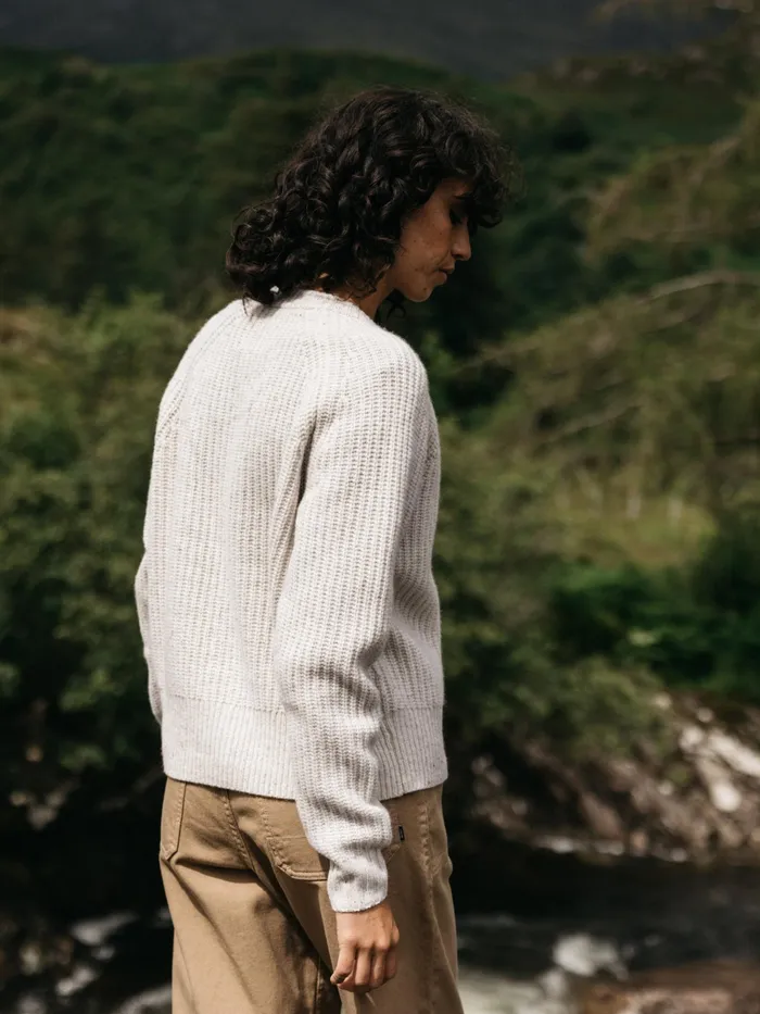 Finisterre Knitwear Women Mora Crew Neck Cardigan Ecru