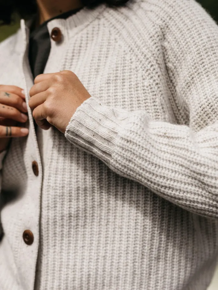 Finisterre Knitwear Women Mora Crew Neck Cardigan Ecru