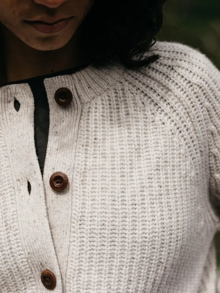 Finisterre Knitwear Women Mora Crew Neck Cardigan Ecru