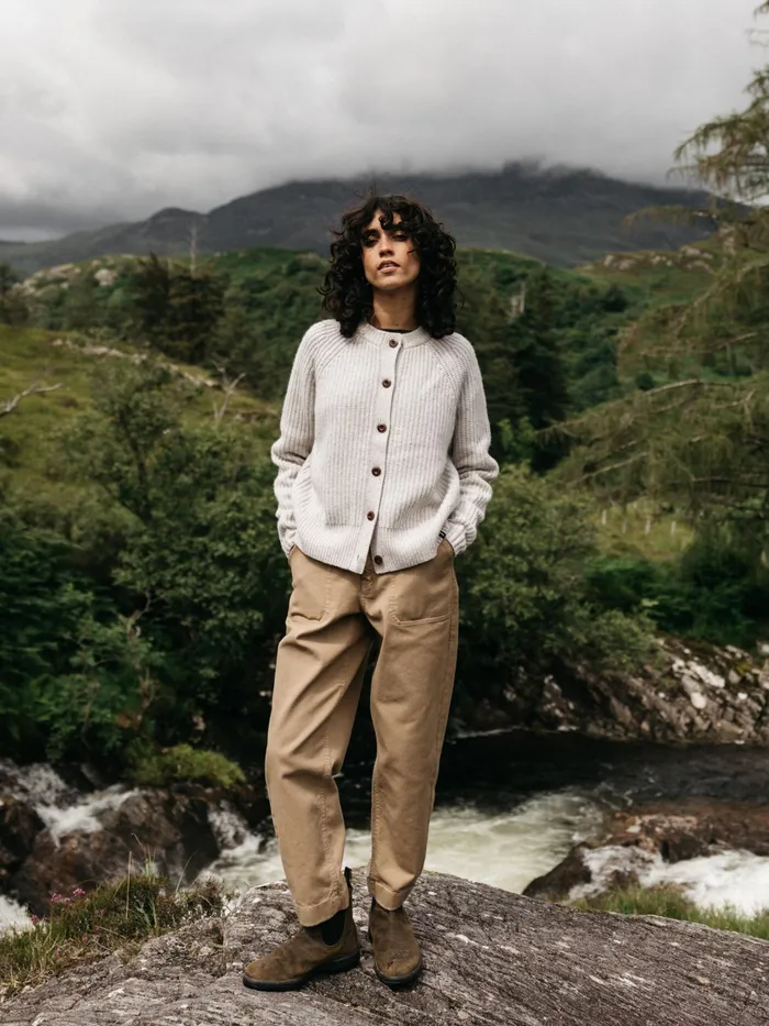 Finisterre Knitwear Women Mora Crew Neck Cardigan Ecru