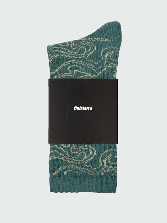 Finisterre Socks MenWomen High Tide Pattern Sock Pine Shadow Osmosis