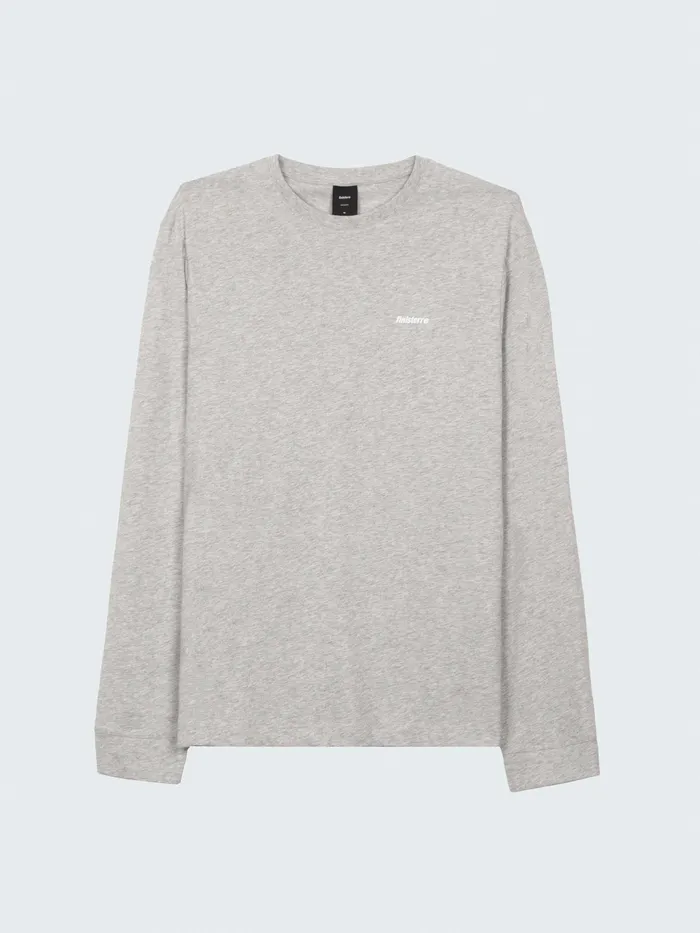 Finisterre TShirts Men Harlyn Logo Long Sleeve TShirt Grey Marl