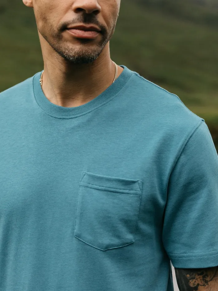 Finisterre TShirts Men Orca Recycled Pocket TShirt Ocean Storm