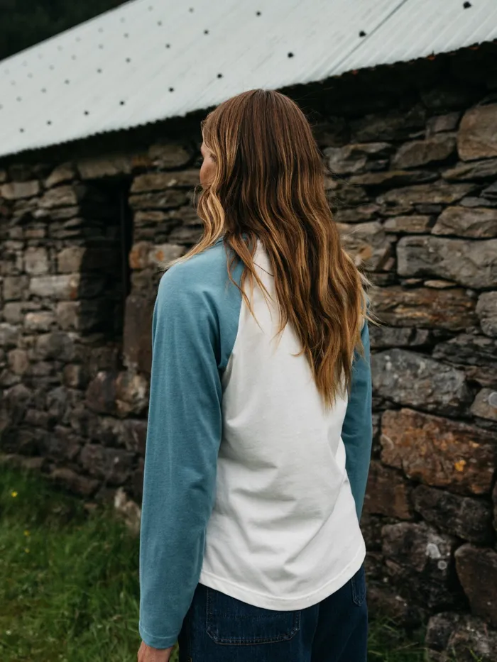 Finisterre Tops and TShirts Women Bailey Long Sleeve TShirt Ecruocean Storm