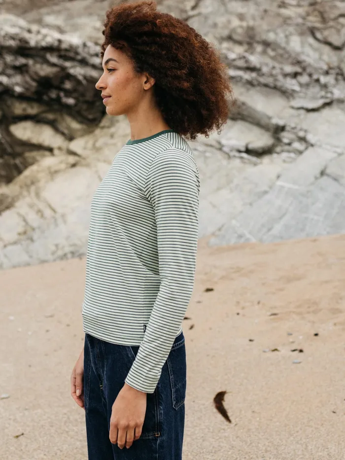 Finisterre Tops and TShirts Women Eldon Long Sleeve TShirt Pine Shadowecrutea Green