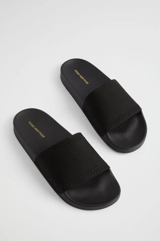 Flats Woman Seed Heritage Seed Knit Pool Slide Black
