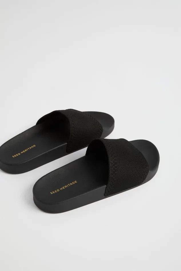 Flats Woman Seed Heritage Seed Knit Pool Slide Black