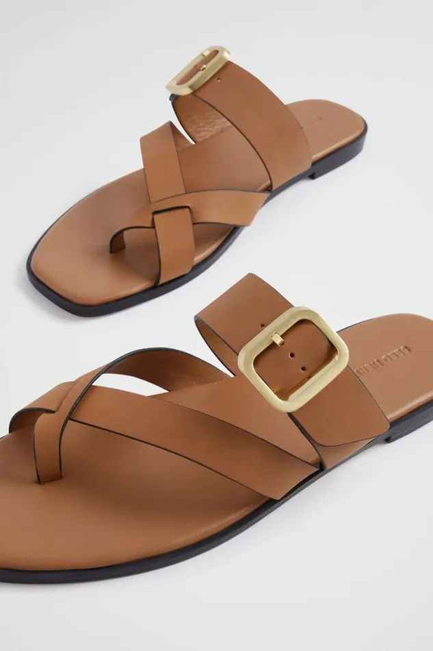 Flats Woman Seed Heritage Sutton Buckle Slide Caramel