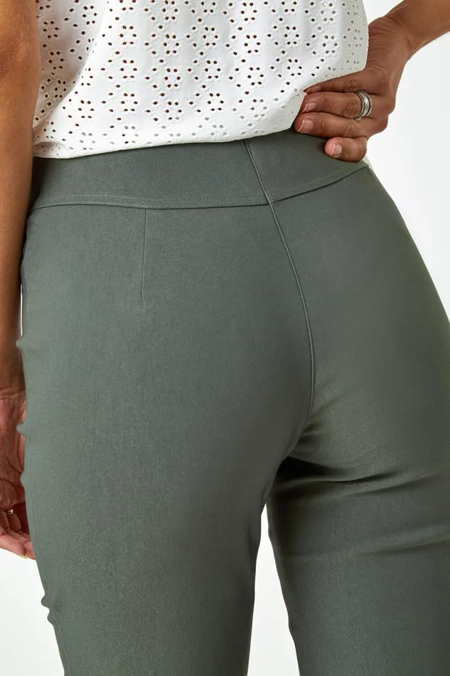 Forest Elastic Waist Knee Length Stretch Shorts Women Roman Coords