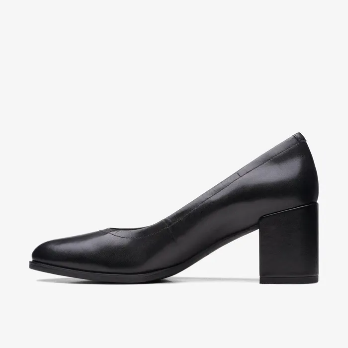 Freva 55 Court Black Leather Women Clarks Dress Shoes