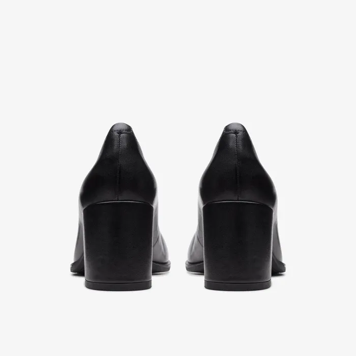 Freva 55 Court Black Leather Women Clarks Dress Shoes