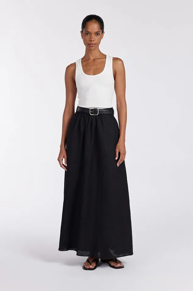 GEMIMA BLACK LINEN MIDI SKIRT Women DISSH Midi