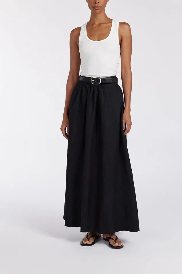 GEMIMA BLACK LINEN MIDI SKIRT Women DISSH Midi