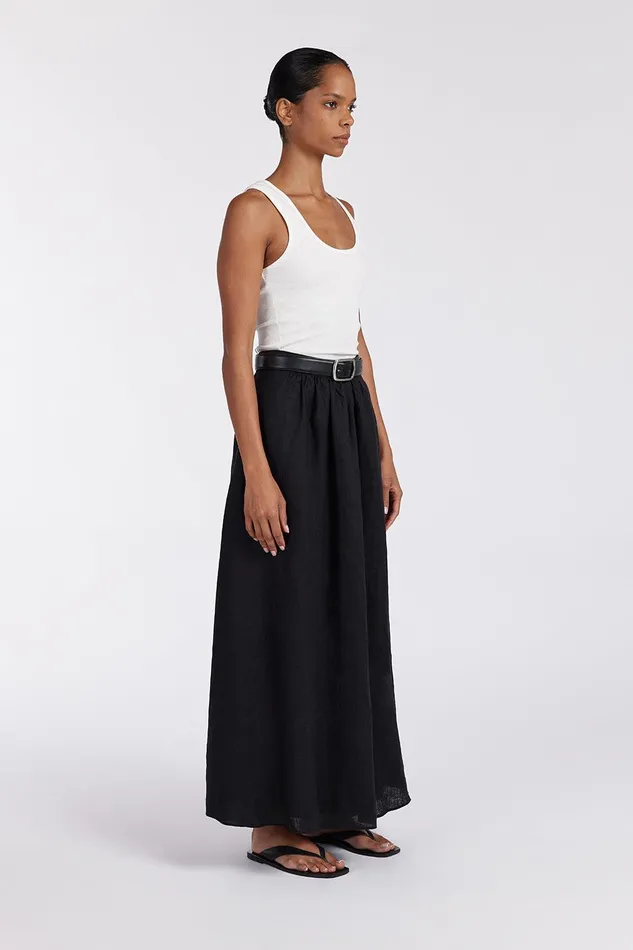 GEMIMA BLACK LINEN MIDI SKIRT Women DISSH Midi