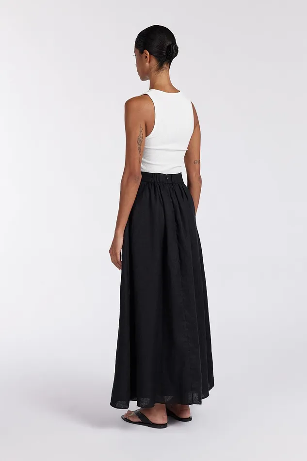GEMIMA BLACK LINEN MIDI SKIRT Women DISSH Midi
