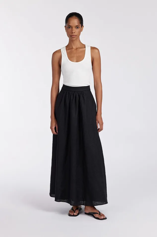 GEMIMA BLACK LINEN MIDI SKIRT Women DISSH Midi