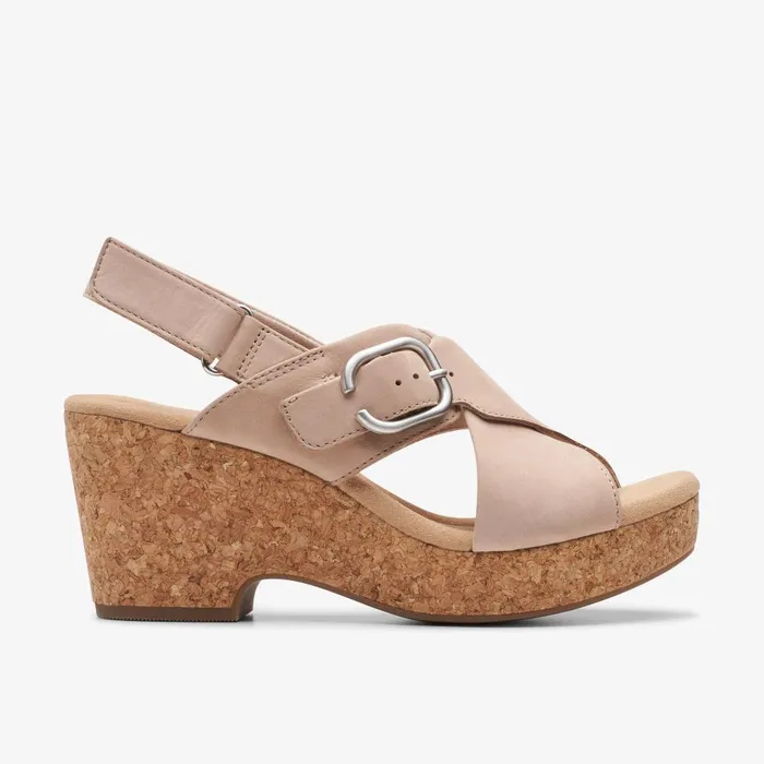 Giselle Dove Sand Nubuck Women Clarks Sandals and Flip Flops
